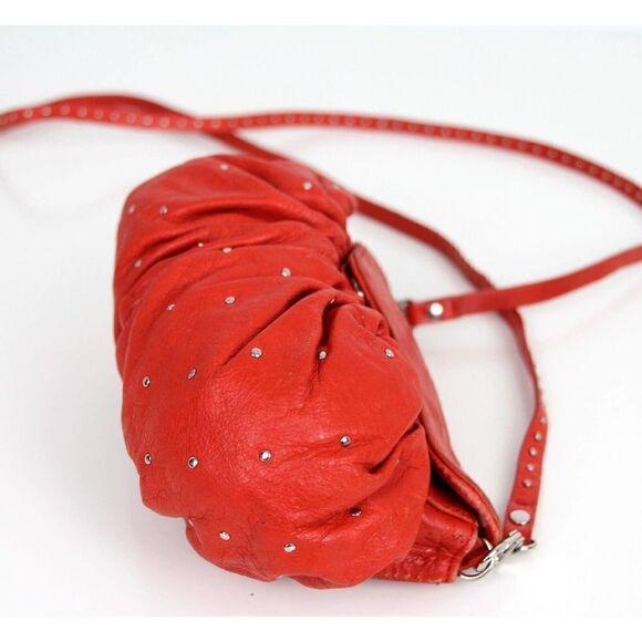 Latico SOFT RED GENUINE LEATHER STUDDED X-BODY SHOULDER BAG HANDBAG CLUTCH PURSE - Picture 9 of 16